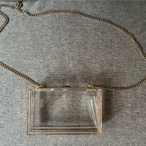 Transparent purse with gold chain
